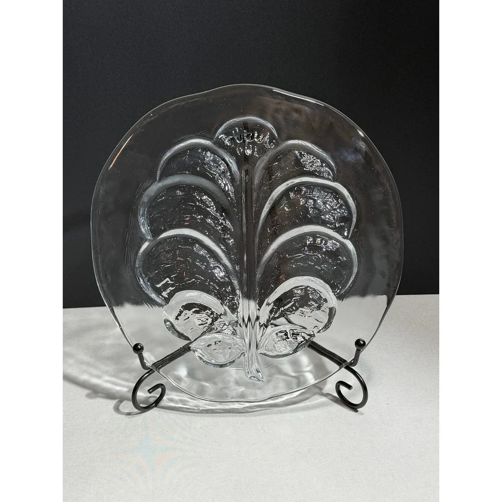 Vintage Orrefors‎ Eden Tree of Life Leaf Serving Tray by Lars Hellsten Sweden